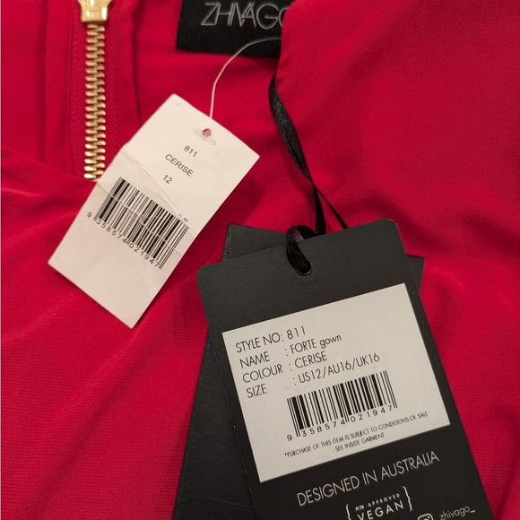 Zhivago | Forte Gown In Cerise Hot Pink NEW Size 12 Long Sleeve Modest - Picture 4 of 7